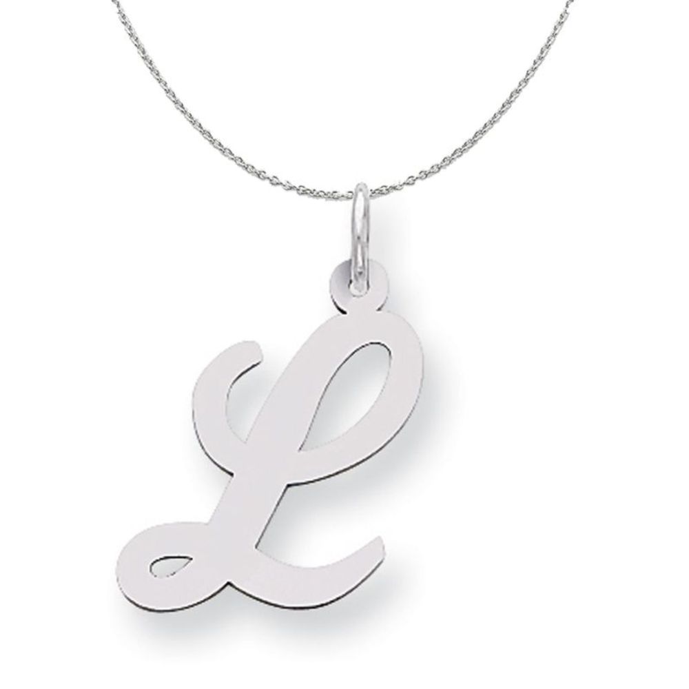Silver Madison Collection LG Classic Script Initial L Necklace - 18 In